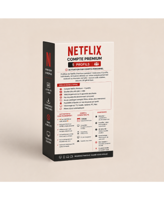 Netflix Premium 5 Profils | Activation sur Compte Personnel | Carte Incluse